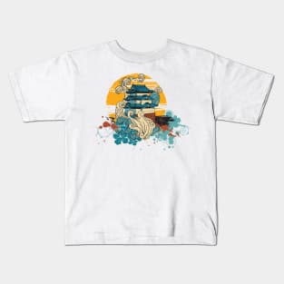 Japanese house by the sea Kids T-Shirt